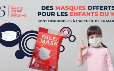 Masques distribués par la Mairie du 16e pour les enfants